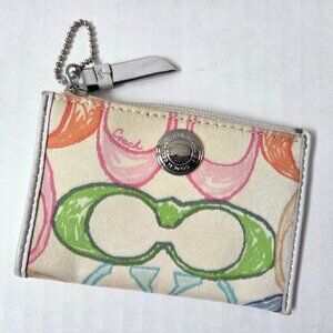 Coach Hamptons Scribble Mini Skinny Coin Purse Credit Card ID Holder Case
